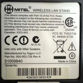 50009840 MITEL Wireless Lan Stand Cable Power Supply #3
