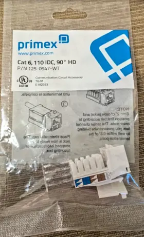 125-0947-WT PRIMEX Cat Network Connector Female High Box 125-0947-WT PRIMEX Cat Network Connector Female High Box