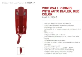 Viking Electronics 263704 K-1900w-ip Voip Wall Phone With Auto Dialer Red