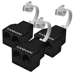 3pk Rj11 Phone Splitter 2-way 6p4c Adapter With 3" Extension Cable Cord Black. Fixed Price $10.88.